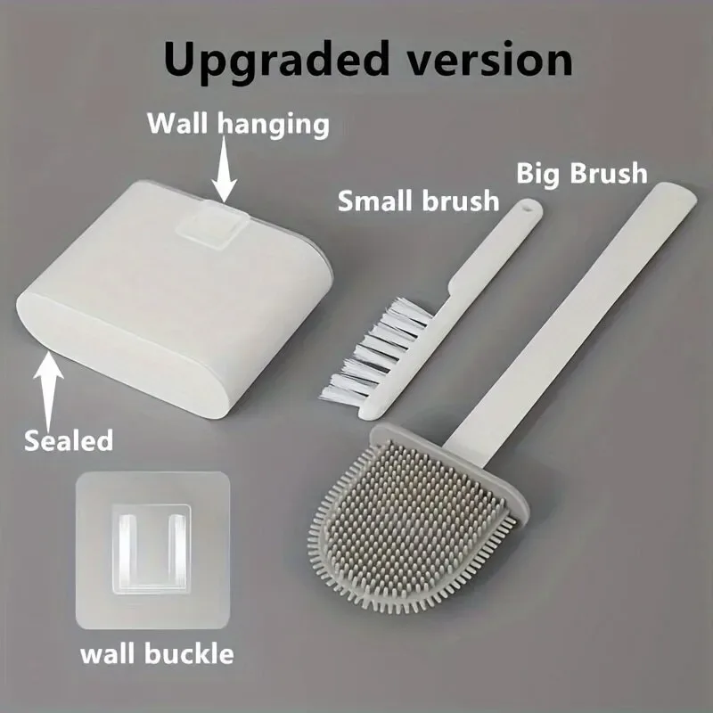 3 in 1 Silicone Toilet Brush with Holder - Black — photo 5