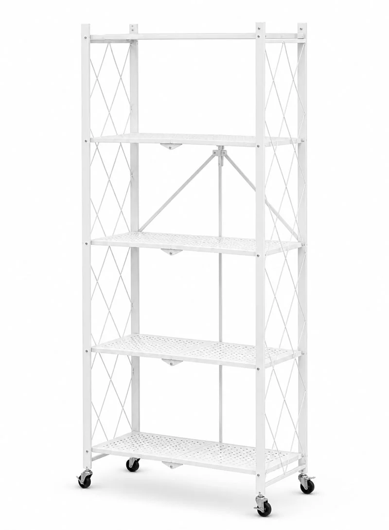 5-Tier Heavy Duty Foldable Storage Shelves With Wheels for Garage Kitchen, Basement & Pantry