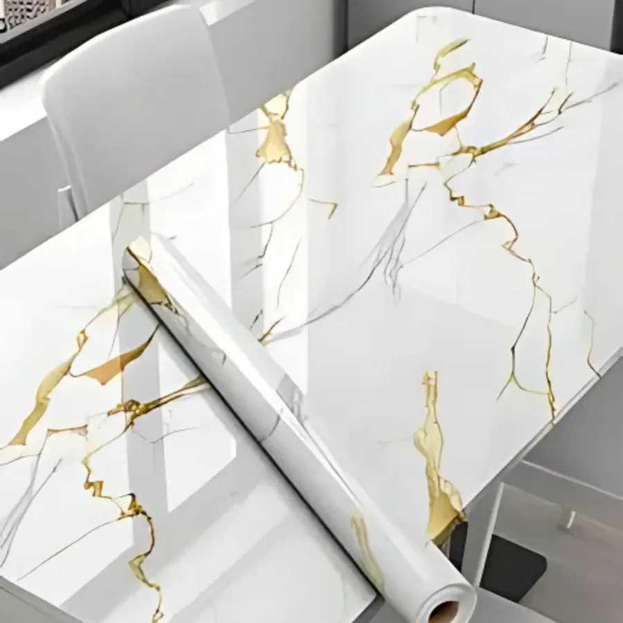 Luxury Marble Self-Adhesive PVC Wallpaper Roll 5 Meter - Black & White Marble 500 cm × 60 cm — photo 3