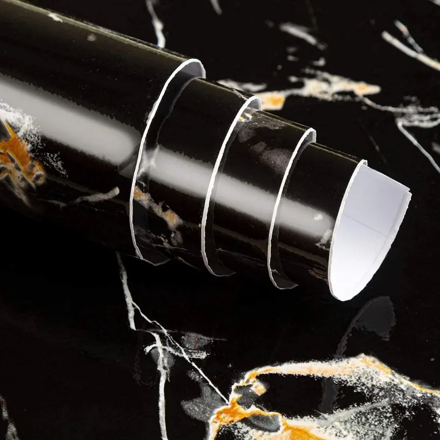 Luxury Marble Self-Adhesive PVC Wallpaper Roll 5 Meter - Black & White Marble 500 cm Γ 60 cm β photo 4