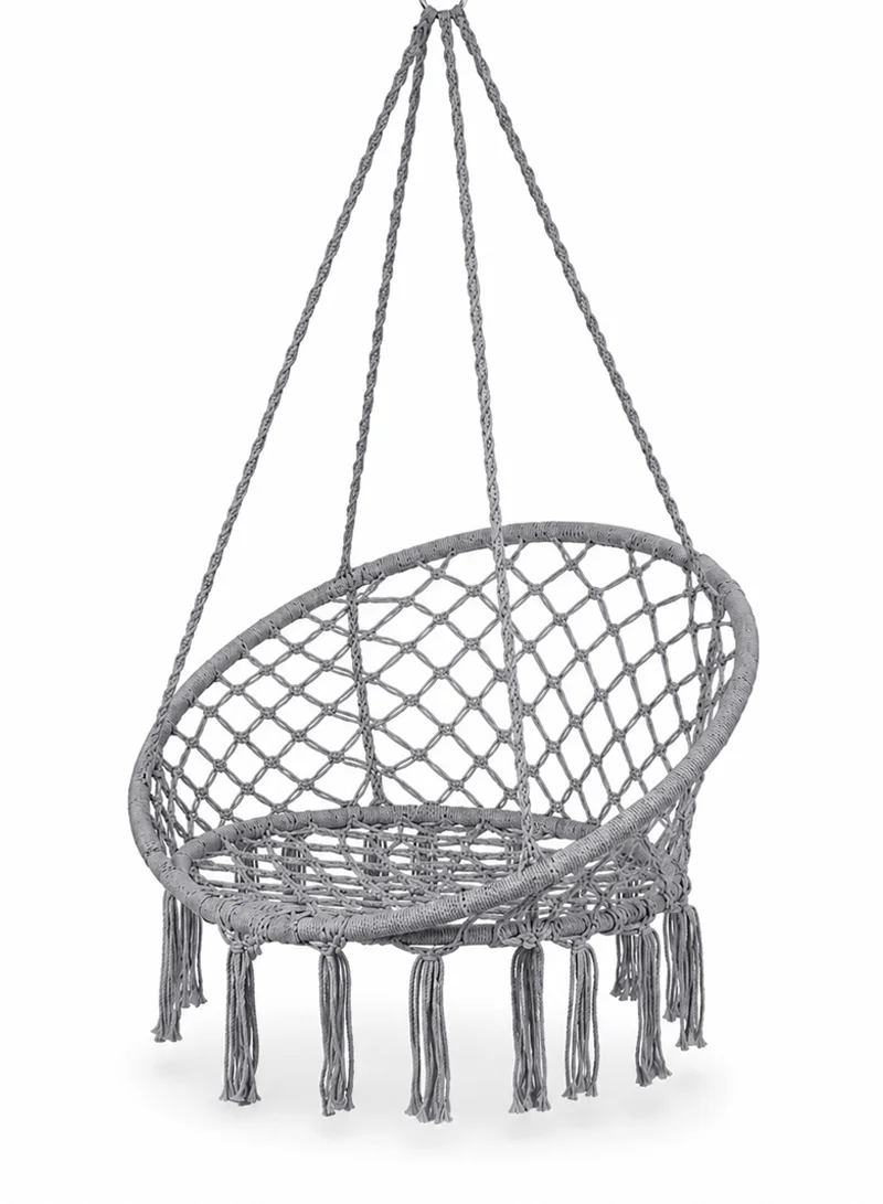 Cotton Hanging Chair Swings Comfortable Sturdy Knitted For Living Room & Patio - Grey