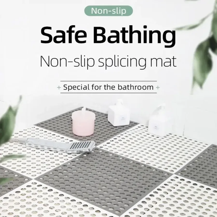 Floor Bathroom Non-slip Mat Toilet Splicing Ground Mat Silicone - Black — photo 2