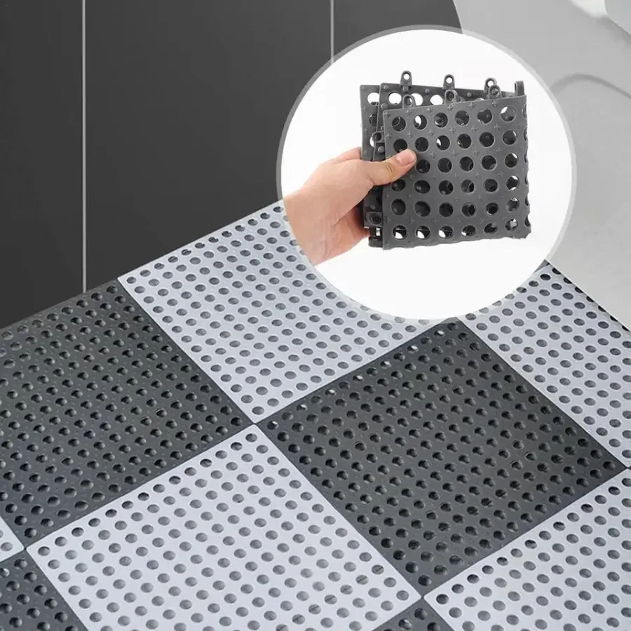 Floor Bathroom Non-slip Mat Toilet Splicing Ground Mat Silicone - Black β photo 5