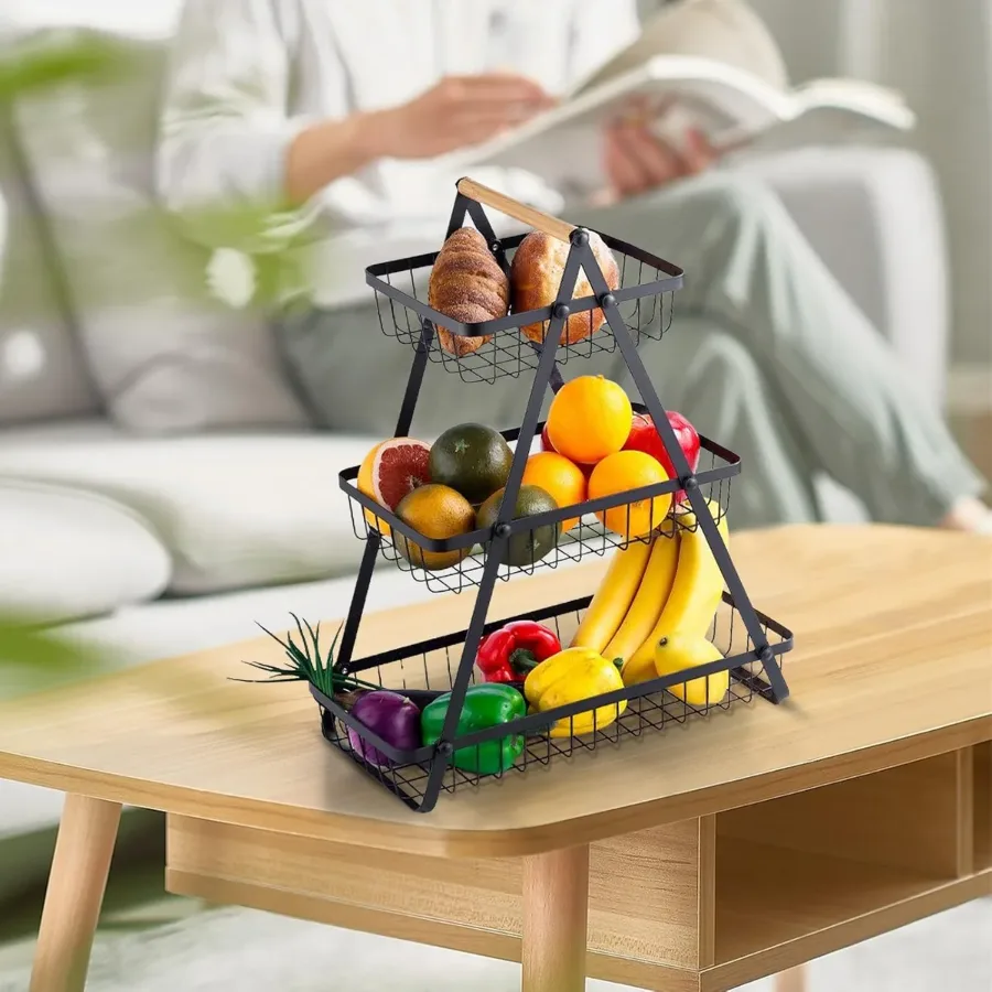 3 Tier Countertop Iron Storage Basket — photo 6