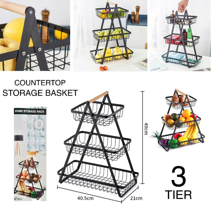 3 Tier Countertop Iron Storage Basket — photo 8