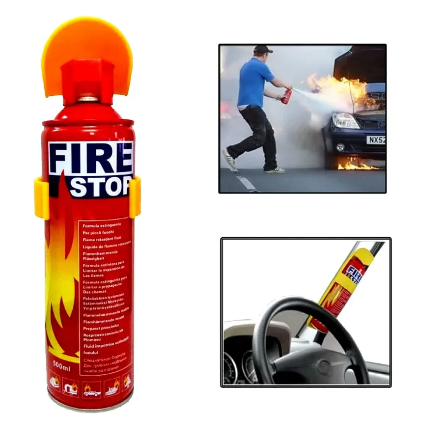 Fire Extinguisher Spray with Stand for Car and Home Use | Fire Stop Aluminium Spray - 500 ML