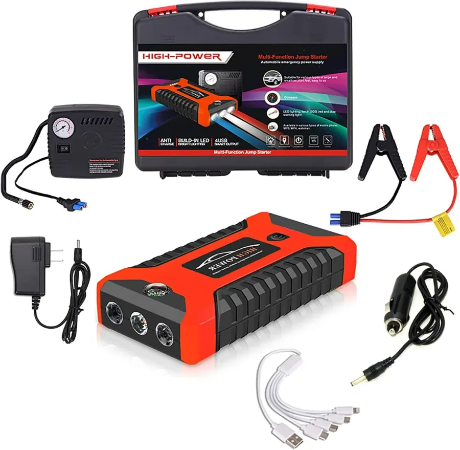 Portable Car Jump Starter Power Bank, Battery Booster Charger, Starting Device, Auto Emergency, Lighting Start-up, 12V - Jump starter
