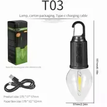 Portable Camping Lamp 600mAh LED with Hanging Portable Lighting Type C Charging Waterproof - T02 β photo 8