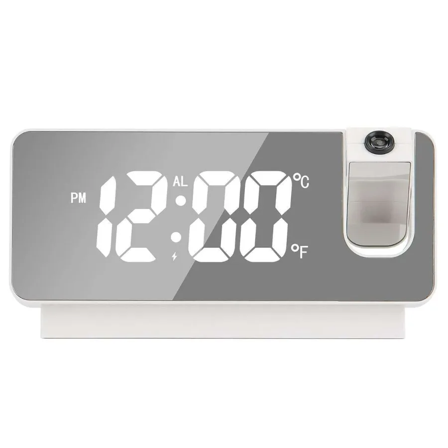 LED Digital Projector Projection Snooze Dual Alarm Clock Timer - White - White — photo 5