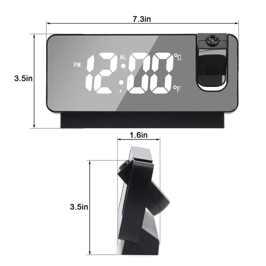 LED Digital Projector Projection Snooze Dual Alarm Clock Timer - White - White β photo 8