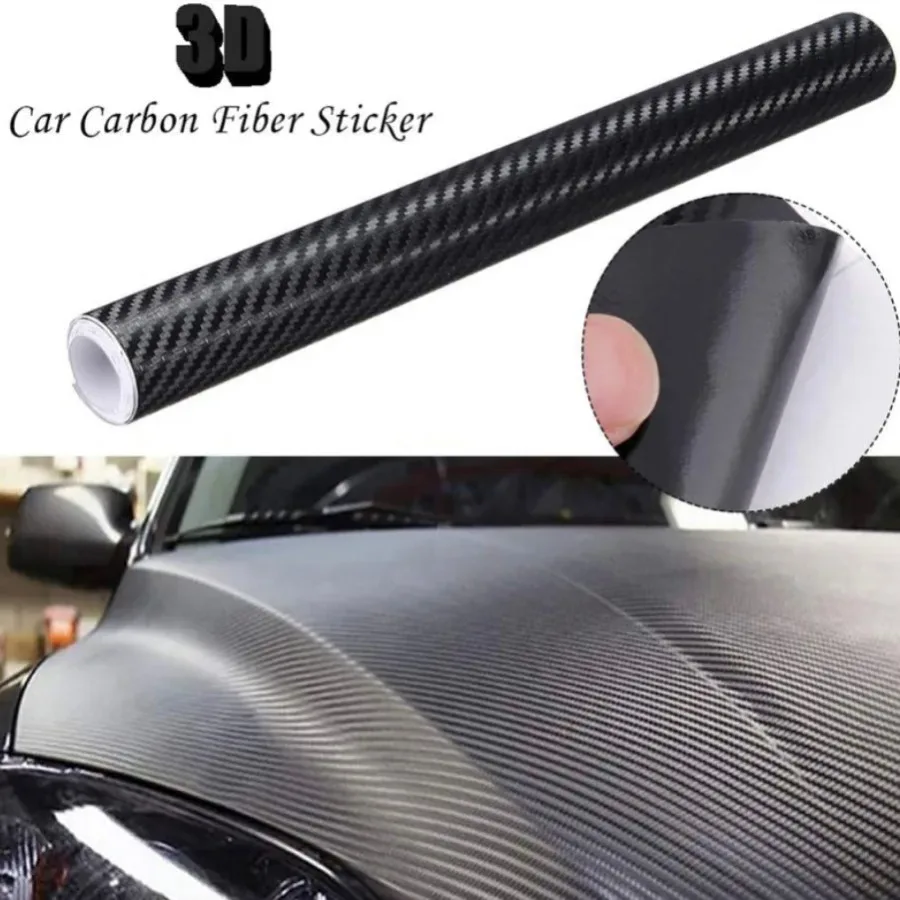 3D Carbon Fiber Car Sticker Waterproof Car Loading Edge - Door Sill - Paint Protection Film (L200 x W25)cm - Black — photo 2