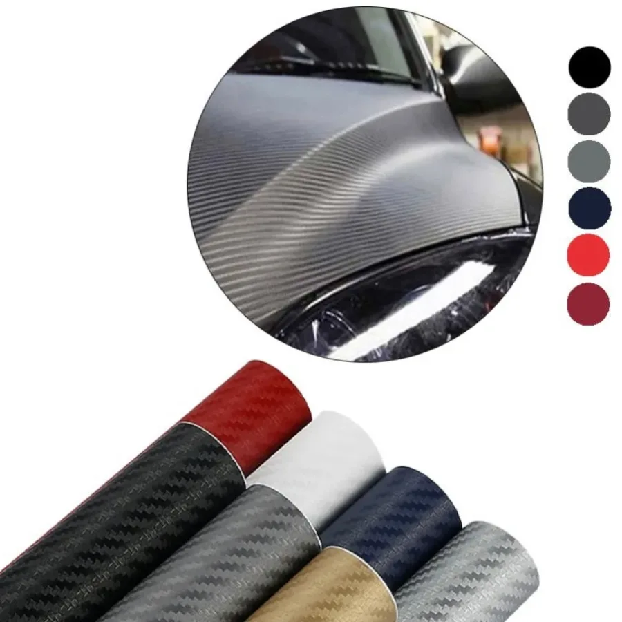 3D Carbon Fiber Car Sticker Waterproof Car Loading Edge - Door Sill - Paint Protection Film (L200 x W25)cm - Black
