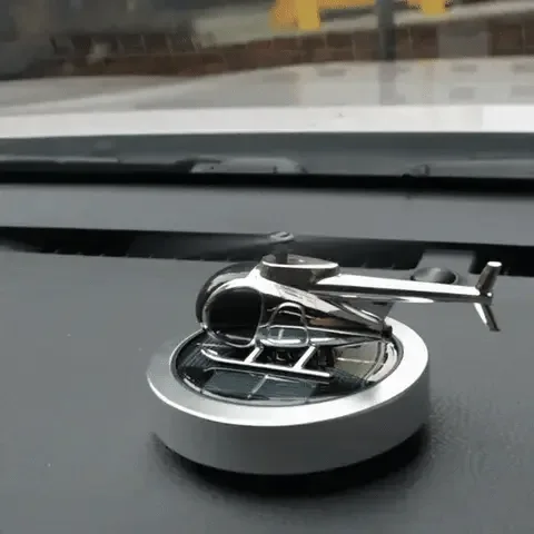 Solar Powered Helicopter Car Air Freshener Rotating Aromatherapy Diffuser for Car, Home & Office - Chrome β photo 2