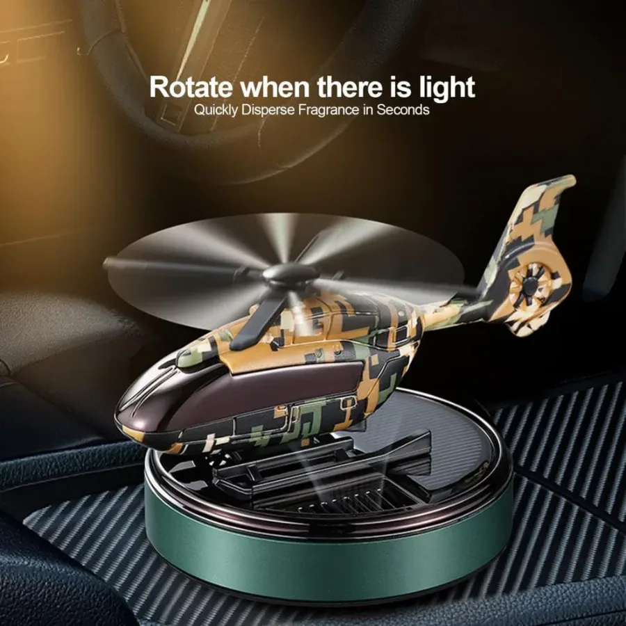 Solar Powered Helicopter Car Air Freshener Rotating Aromatherapy Diffuser for Car, Home & Office - Chrome β photo 3