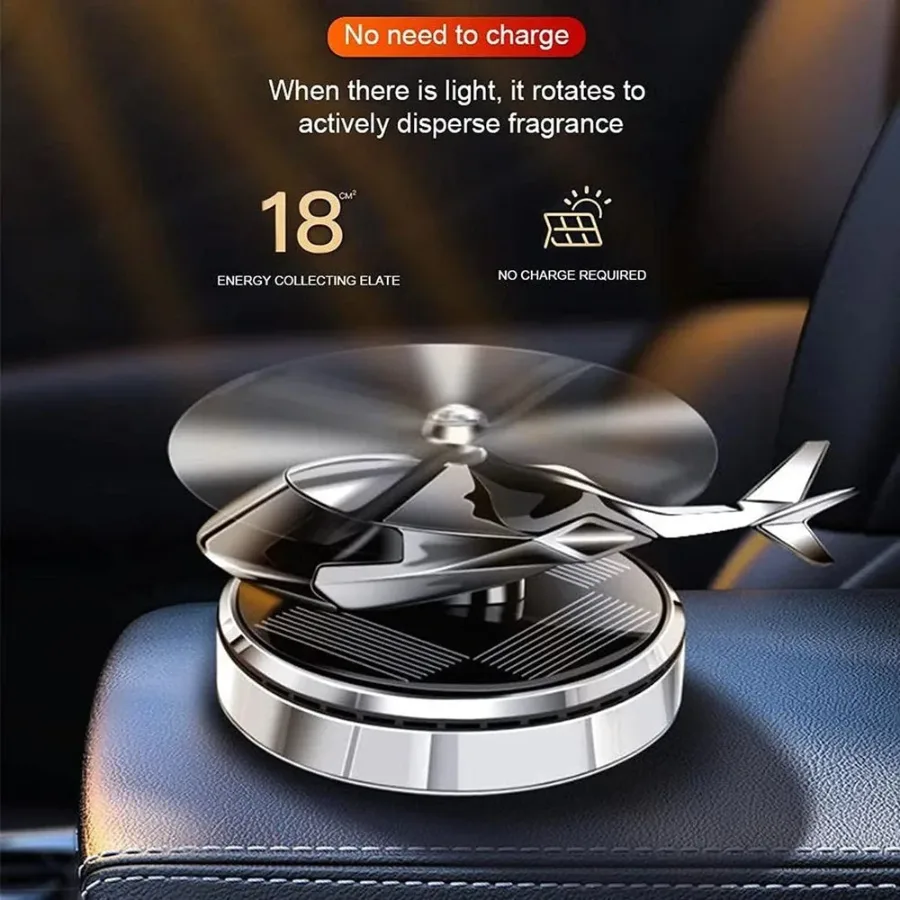 Solar Powered Helicopter Car Air Freshener Rotating Aromatherapy Diffuser for Car, Home & Office - Chrome β photo 6