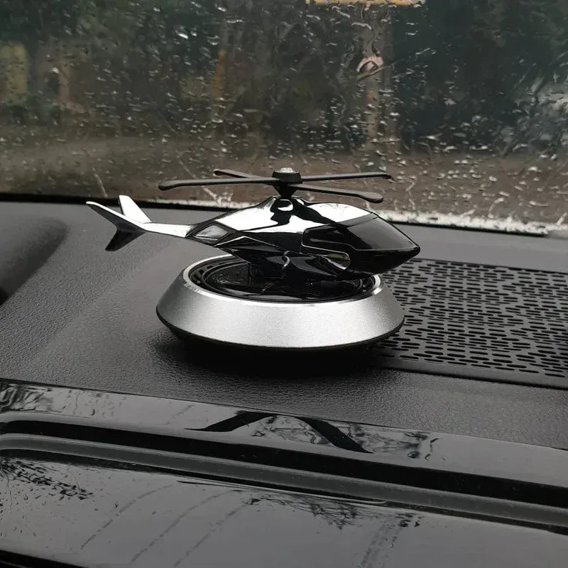 Solar Powered Helicopter Car Air Freshener Rotating Aromatherapy Diffuser for Car, Home & Office - Chrome β photo 8