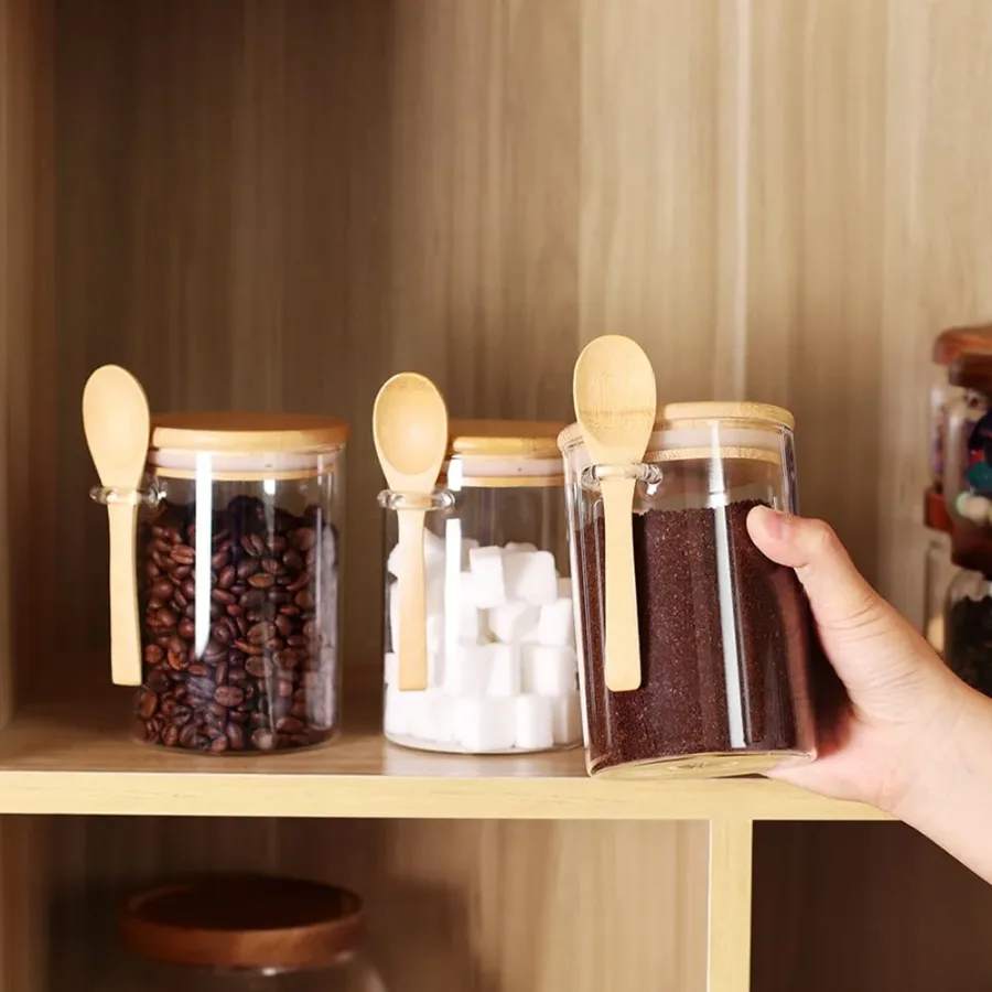 Airtight Glass Jars With Bamboo Lids And Spoons - 250ml β photo 2