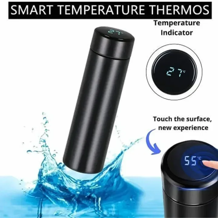 Temperature Display Vacuum Insulated Water Bottle Thermos - Gold