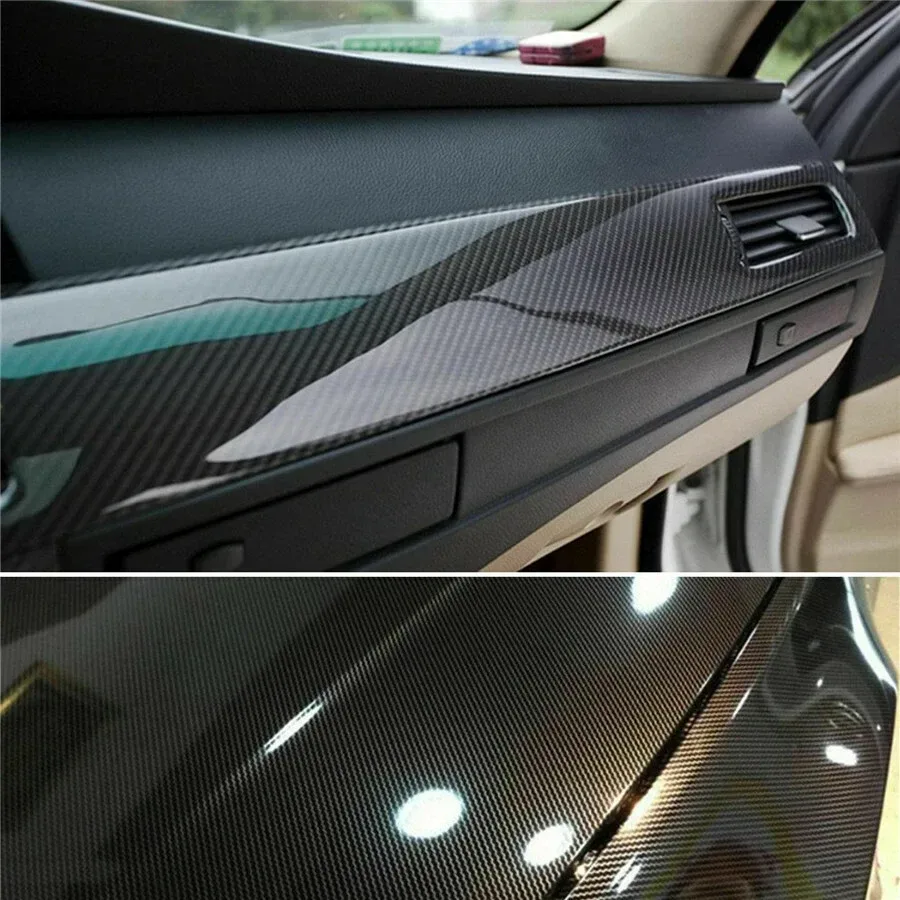 7D Carbon Fiber Vinyl Wrap, Self Adhesive Film, Waterproof Wrap Roll - Black — photo 3