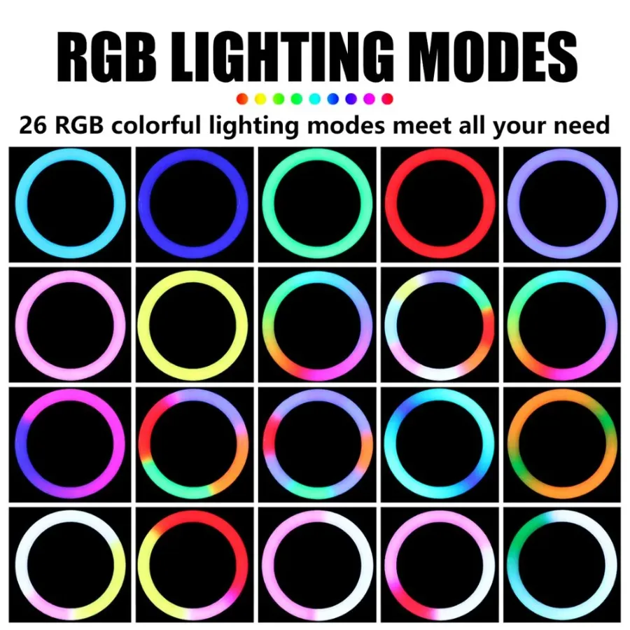 RGB Ring Light With 2.1 Meter Tripod - Rgb Ring Light 26cm With 20 cm Tripod — photo 7