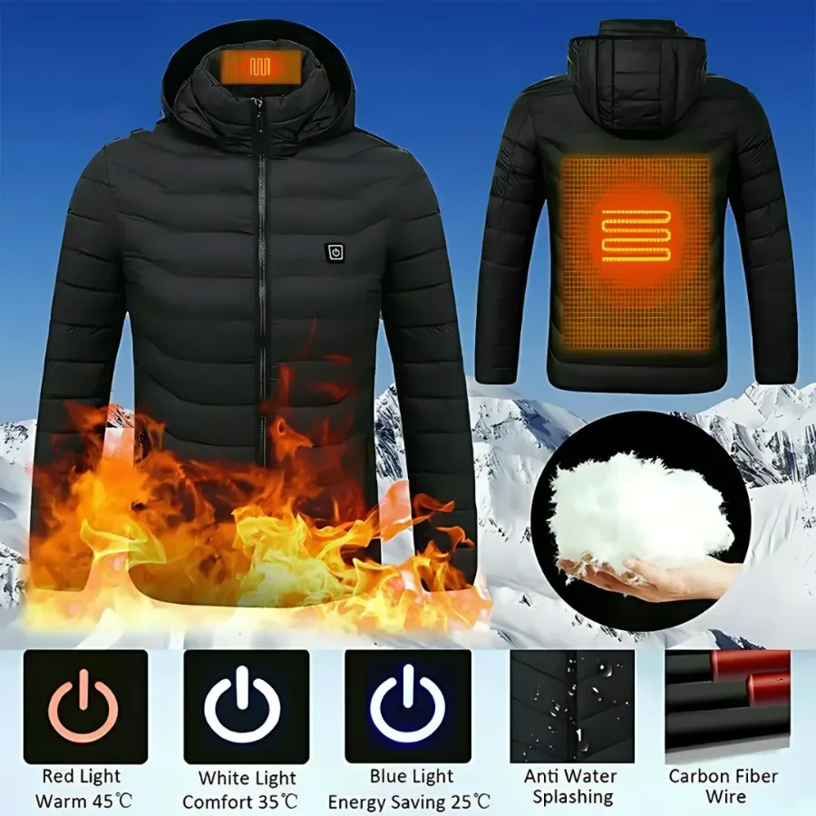 Heating Jacket Outdoor Coat USB Electric Heated Jackets - Black / Small / No Powerbank — photo 3