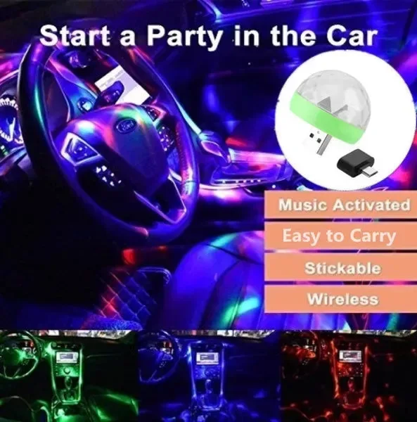 Car LED Light Small Magic Ball Lamp Crystal RGB LED 4W Sound Control Disco Party Music for Android - With Music Control — photo 3