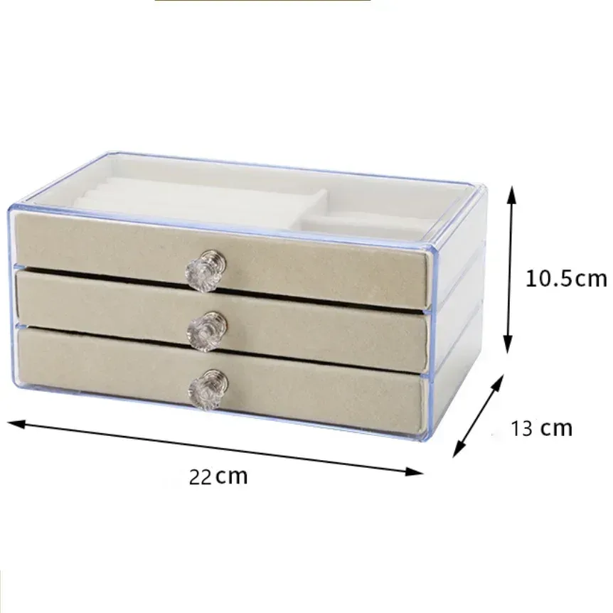 Clear Acrylic Jewelry Organizer Box With 3 Drawers LD-1018 - Grey — photo 3