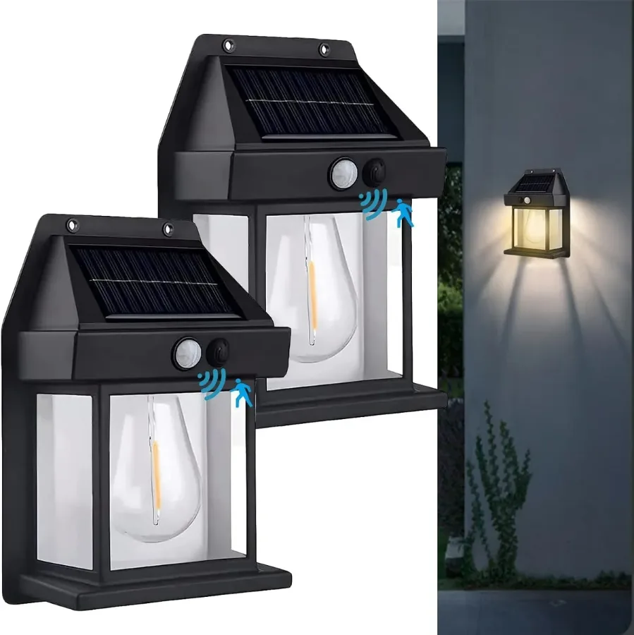 Smart Solar Wall Lights – Wireless Outdoor LED with Motion Sensor & 3 Lighting Modes - 2 Pcs