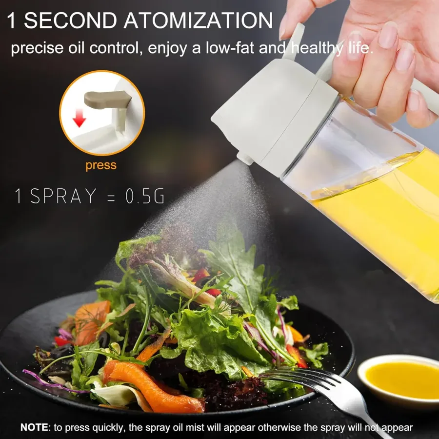 2 in 1 Olive Oil Dispenser and Oil Sprayer for Cooking - White β photo 3