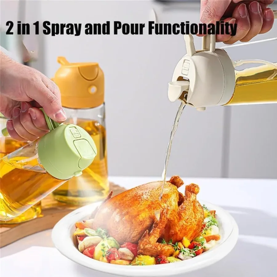 2 in 1 Olive Oil Dispenser and Oil Sprayer for Cooking - Black — photo 2