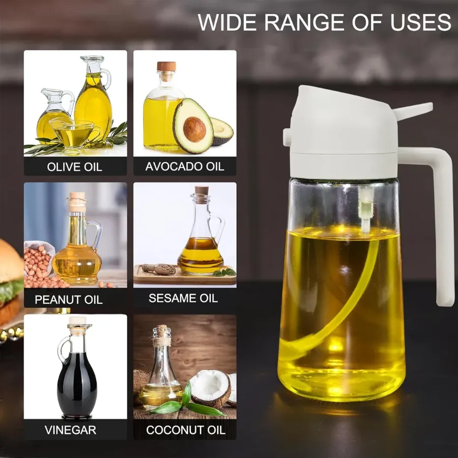 2 in 1 Olive Oil Dispenser and Oil Sprayer for Cooking - Black — photo 5