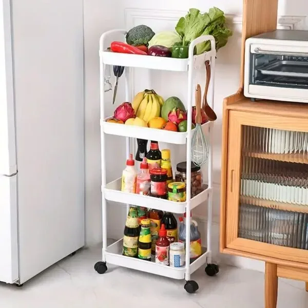 Kitchen Storage Cart 4 layer movable - White β photo 2
