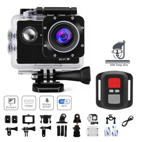 HD Waterproof Sport Action Camera 1080P/60FPS WiFi 2.0" 170D - Yellow