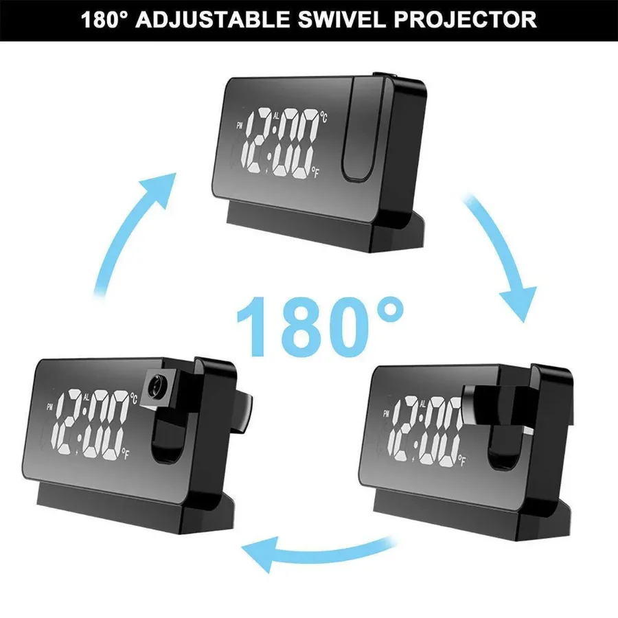 LED Digital Projector Projection Snooze Dual Alarm Clock Timer - White - Black and Red β photo 6