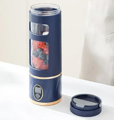 Portable Blender with Digital Display, Smoothie Juicer Cup - Dark Blue — photo 4