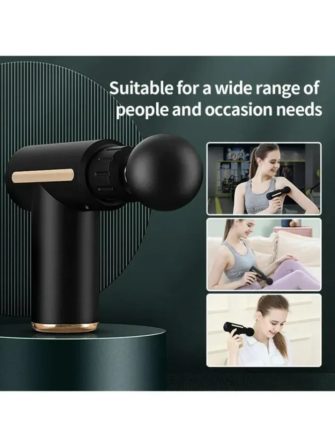 Rechargeable Mini Muscle Massage Gun With 6 Gears And 4 Massage Heads - Black β photo 2