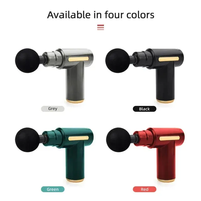 Rechargeable Mini Muscle Massage Gun With 6 Gears And 4 Massage Heads - Grey — photo 6
