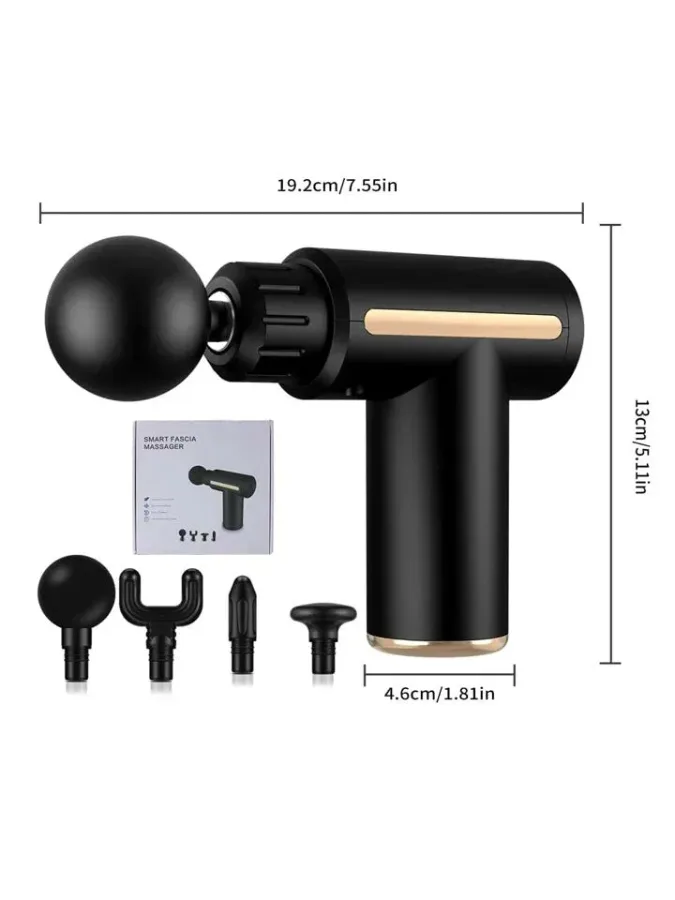 Rechargeable Mini Muscle Massage Gun With 6 Gears And 4 Massage Heads - Grey β photo 7