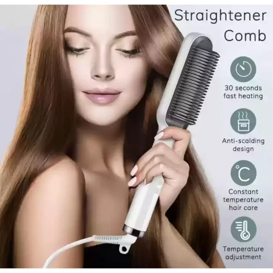 Hair Straightener comb for women & men - White