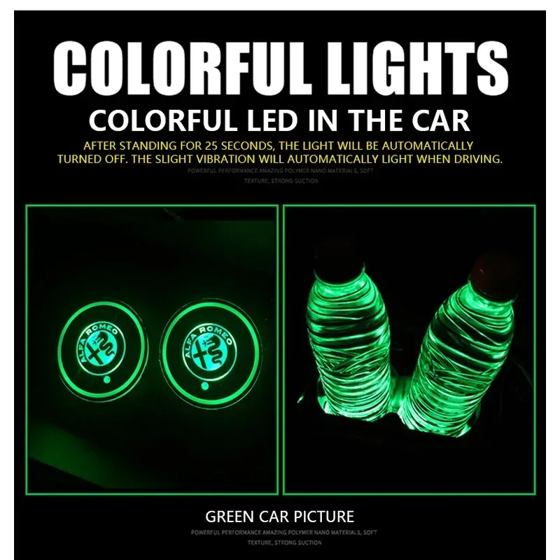 Car LED Light Cup Mat – 7 Color Atmosphere Pad - Mini Cooper — photo 5