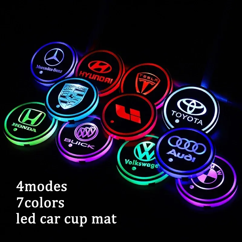 Car LED Light Cup Mat – 7 Color Atmosphere Pad - Kia