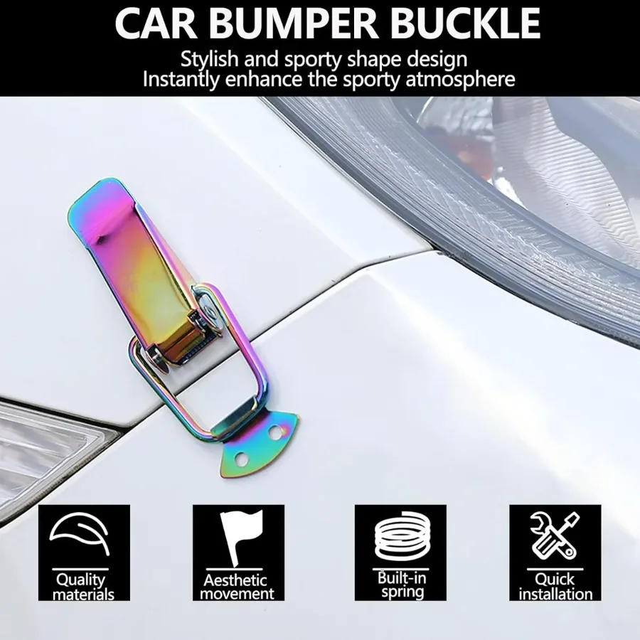 2PCS Colorful Stainless Steel Bumper Quick Release Fasteners – Universal Front & Rear Car Clips - Carbon fiber — photo 3