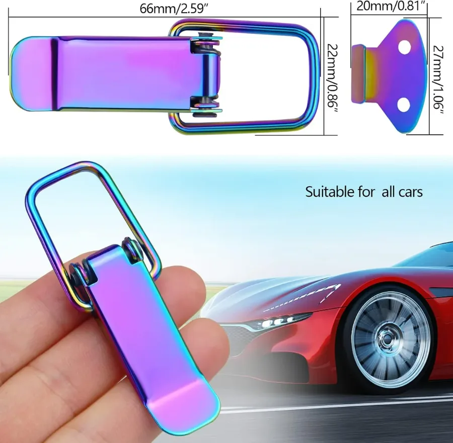 2PCS Colorful Stainless Steel Bumper Quick Release Fasteners – Universal Front & Rear Car Clips - Carbon fiber — photo 6