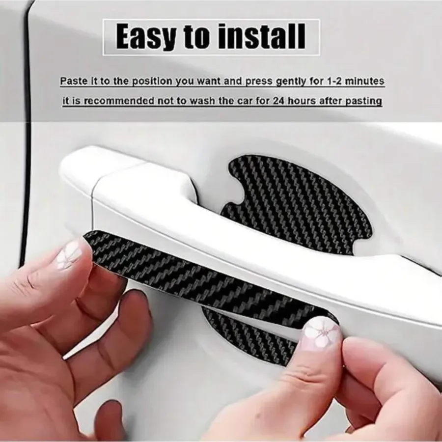 8PCS/SET Carbon Fiber Car Door Handle Protector Cover Inner Bowl Anti Scratch Sticker - Audi — photo 3