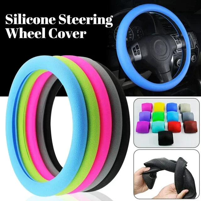 Universal Solid Color Anti-slip Silicone Car Steering Wheel Protective Cover - Red