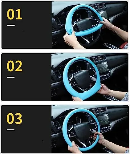 Universal Solid Color Anti-slip Silicone Car Steering Wheel Protective Cover - Light Green — photo 7