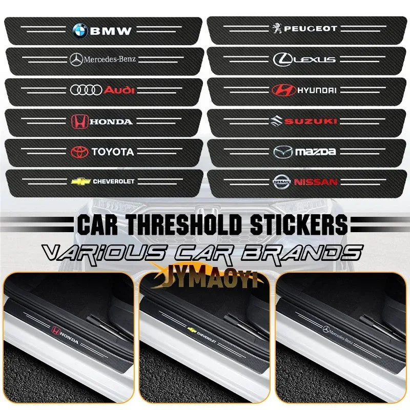 4 Pcs Car Door Logo Stickers Carbon Fiber - GMC