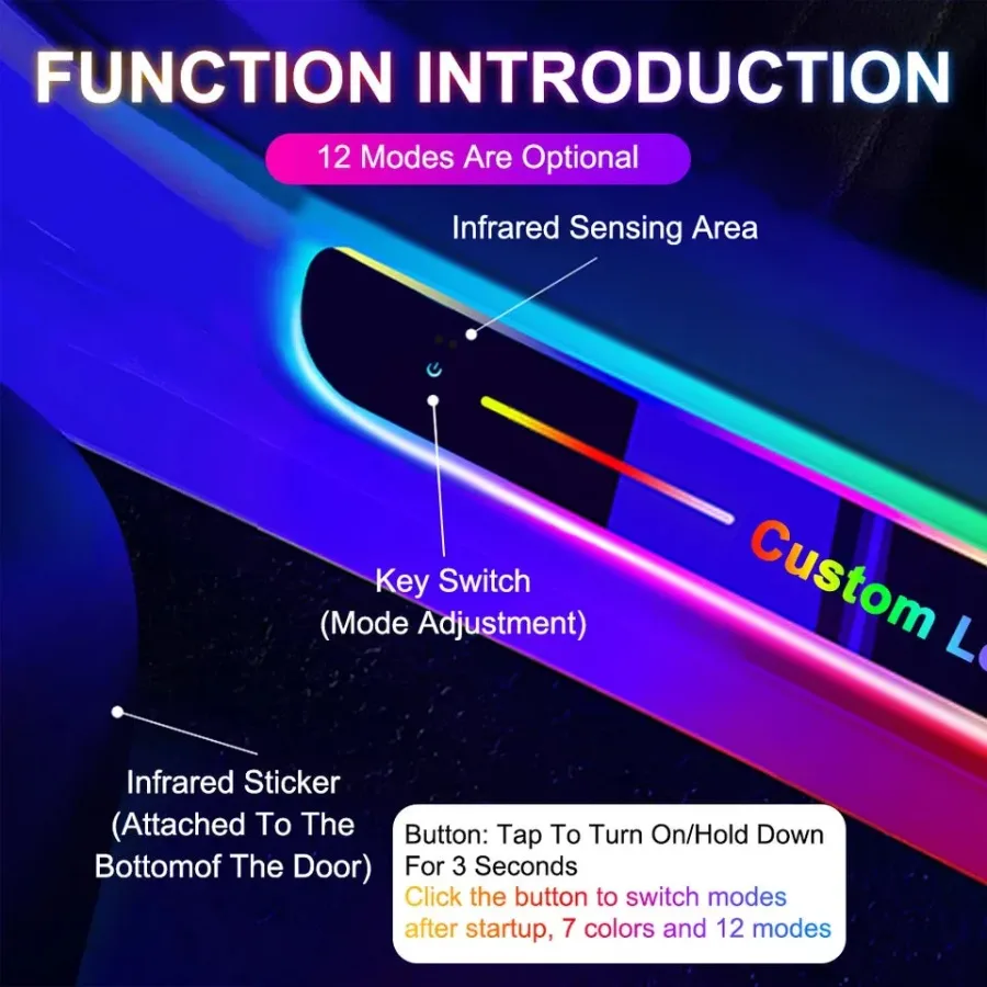 4 Pieces Car Door Logo Led Moving Door Scuff USB - Volkswagen β photo 2