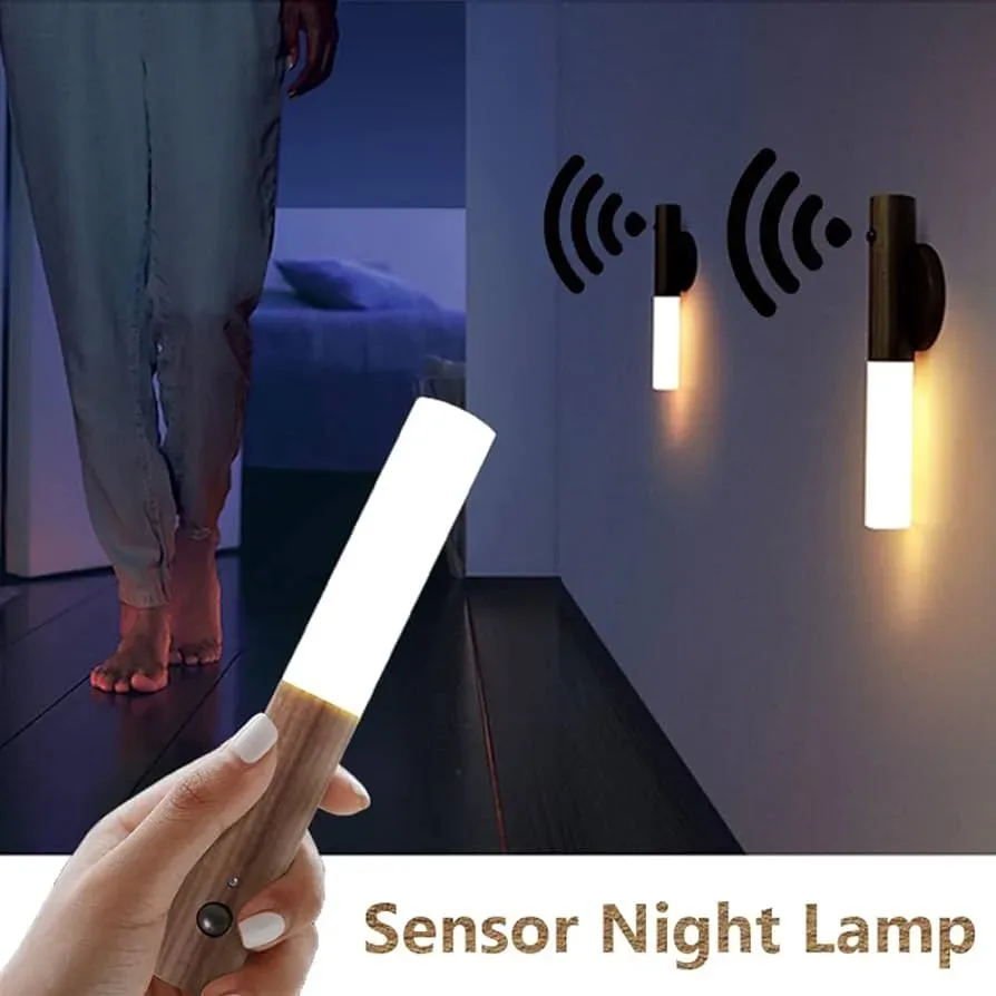 Rechargeable Led Light Motion Sensor Magnetic Wood Wall Light - 2 Pieces — photo 5
