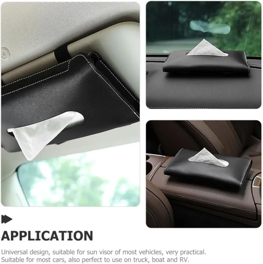 Car Tissue Holder, Sun Visor Napkin Holder - Black Carbon Fiber — photo 6